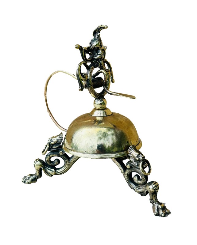 Antique French Bronze Table Bell, Mascaron, Table Gift 19th Century, 1850 gallery