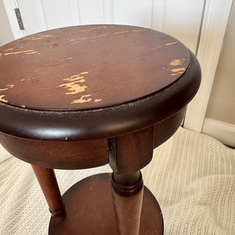 Vintage Solid Hard Wood 3 Legged Round Side Table Plant Stand Tripod Look gallery