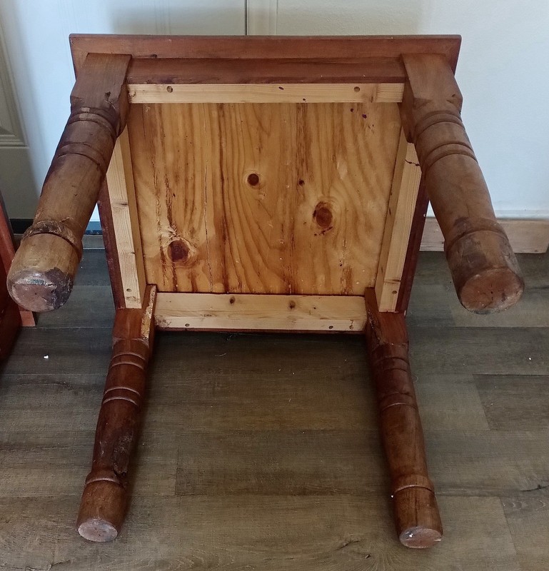 Rustic Antique Wooden Accent Table Square Mahogany Turned Legs Original Fixed gallery