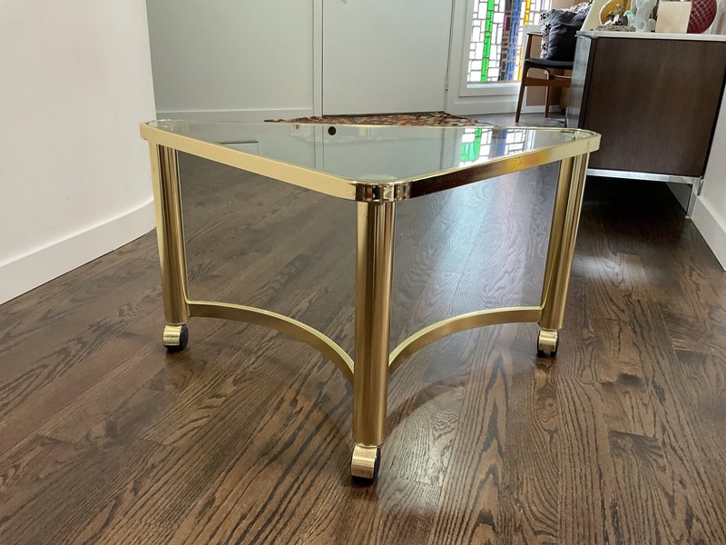 Modern Brass & Glass Side Table by DIA