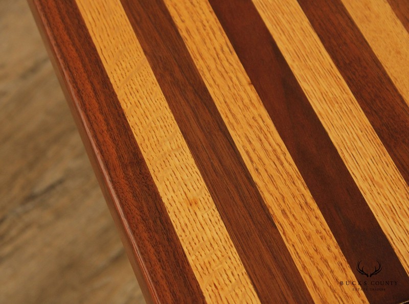 Mid Century Modern Oak and Walnut Square Butcher Block Side Table gallery