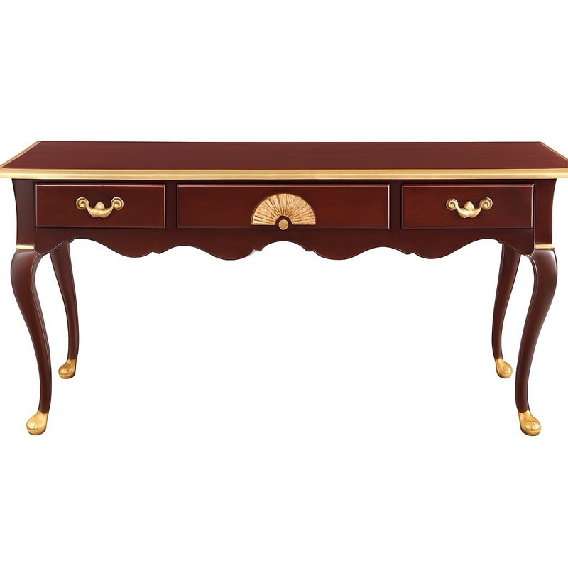 Thomasville Mahogany Console Table w/gold lead. 56″ x 16″ x 30″
