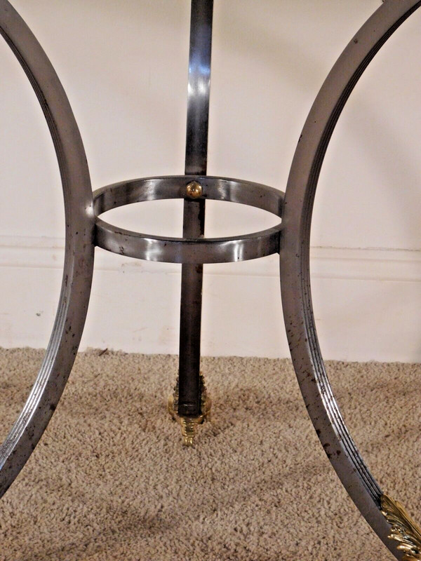 PR #2 Directoire Gueridon Brass & Steel Eagle Head Claw Foot Marble Top Tables gallery