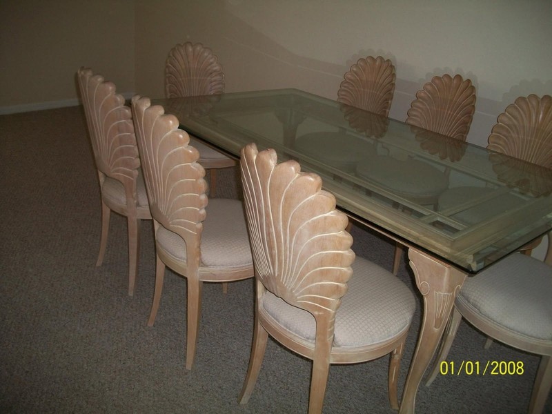 Hollywood Regency Vintage Shell Back Dining Table , 8 Chairs And Table gallery