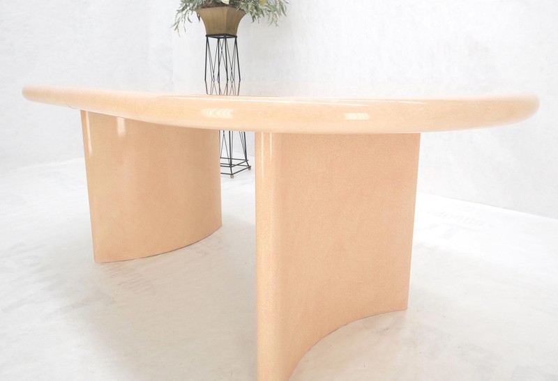 Racetrack Shape Heavy lacquer Finish Curved Base Legs Mid Century Dining Table gallery