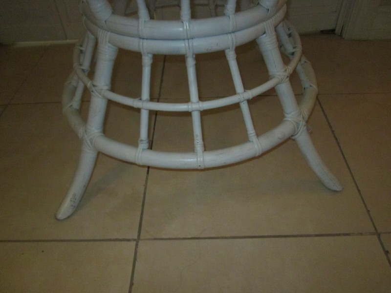 Vintage Bamboo Rattan Dining Round Table Base White Color shipping is extra gallery