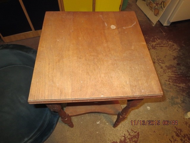 VTG. 1930'S SIDE TABLE-I DRAWER-1 SHELF--23" HIGH-14" SQ. -PICK UP ONLY--#T16-9 gallery
