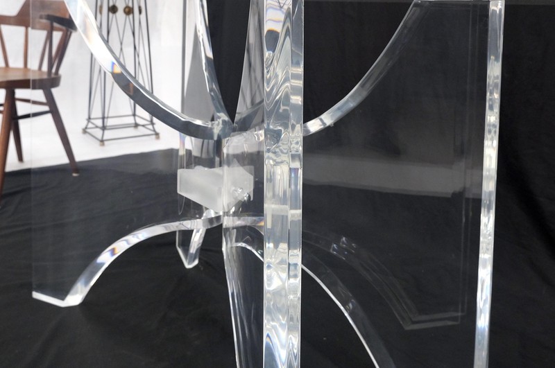 Oval Boat Shape Glass Top Butterfly Lucite Base 88" Long Dining Conference Table gallery