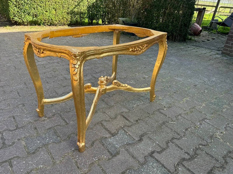 Coffee Table French Louis XVI Gold Marble Beech Wood Vintage 1940s gallery