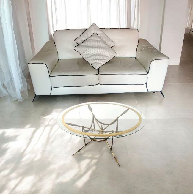 Classical Brass Jansen Style Coffee Table 1970 & 2 End Tables from Spain
