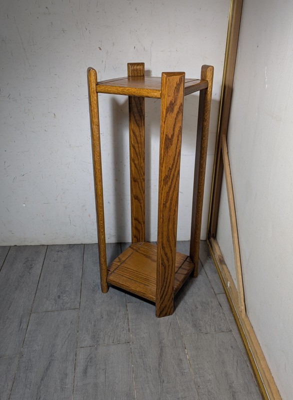 Vintage Rustic Country Mission Solid Oak Wood 2-Tier Plant Stand Fern Table T74 gallery