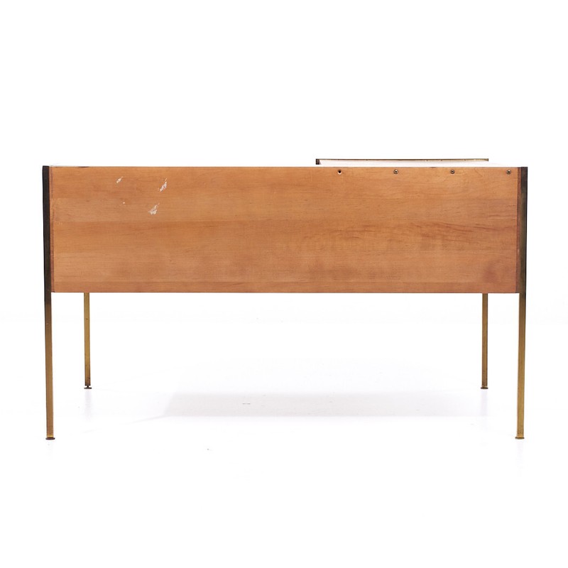 Milo Baughman for Murray Furniture Mid Century Maple and Brass Corner Side Table gallery