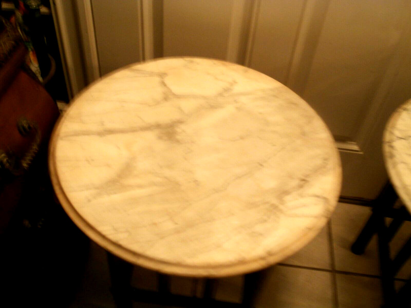 ANTIQUE/VINTAGE A PAIR OF CUSTOM MADEOF SIDE TABLE BRASS AND MARBLE TOP gallery