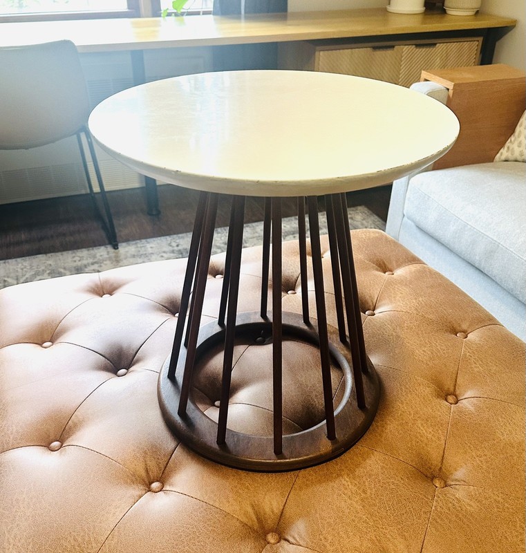 Mid Century Modern Circular Spindled Side Table Vintage by Arthur Umanoff 1960s