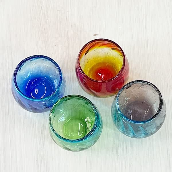 Ryukyu Glass Rocks Glass Okinawa Souvenir Churaumi Barrel Glass Green x Blue gallery