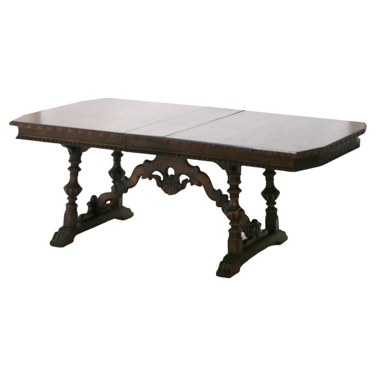 Antique Berkey And Gay Kittinger School Walnut Trestle Table C1930