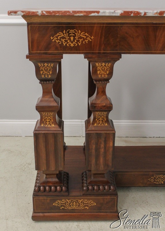 58799/00: Pair Antique Charles X Inlaid Mahogany Marble Console Tables gallery