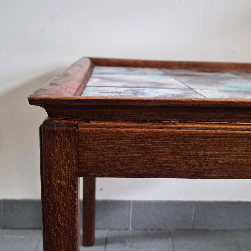 Vintage Scandinavian Side Table 1940 By Frits Henningsen In Teak & Ceramic gallery