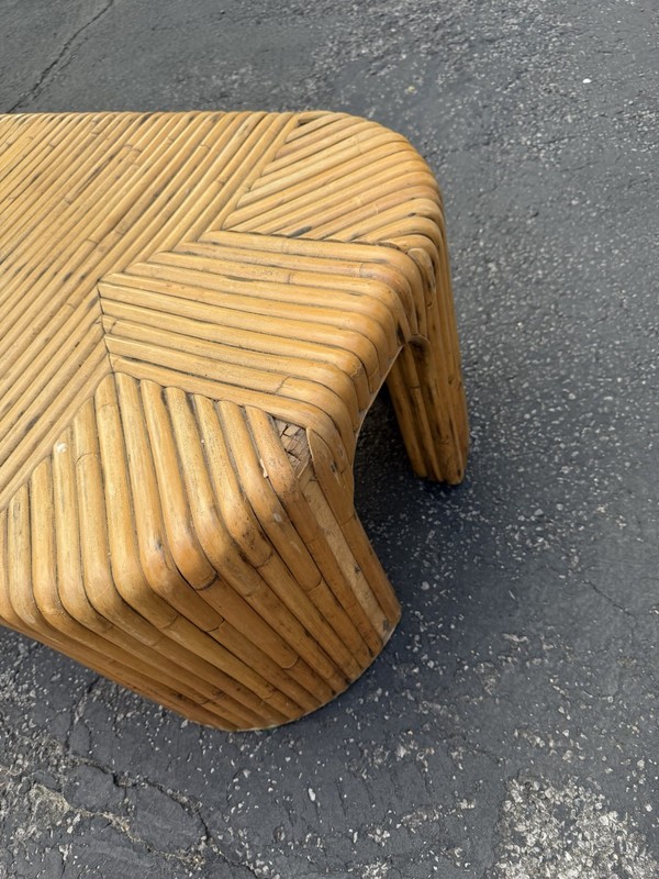 1970s Vintage Split Bamboo Coffee Table with Waterfall Edge gallery