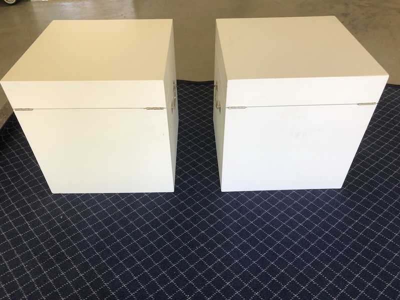Pair ETHAN ALLEN White Canton Floor Boxes / Cubes / Side Tables gallery