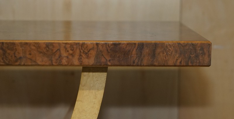 ORIGINAL ANDREW VARAH BURR WALNUT SATINWOOD & OAK LARGE CONSOLE HALL TABLE gallery