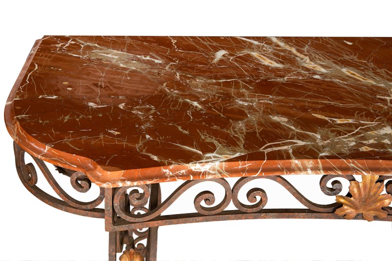Vintage Wrought Iron and Red Marble Console Table, 20th Century gallery