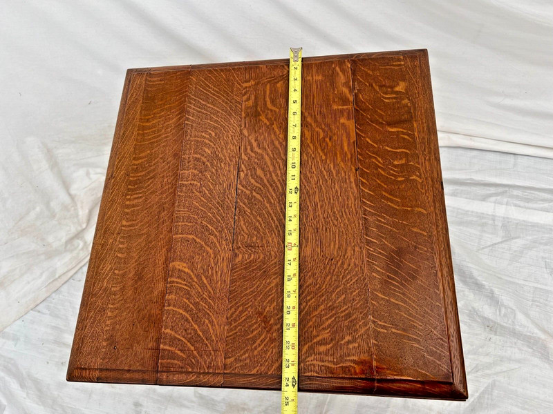 Antique Victorian Table bottom shelf Tiger Oak Thick Barley Twist legs Ball feet gallery