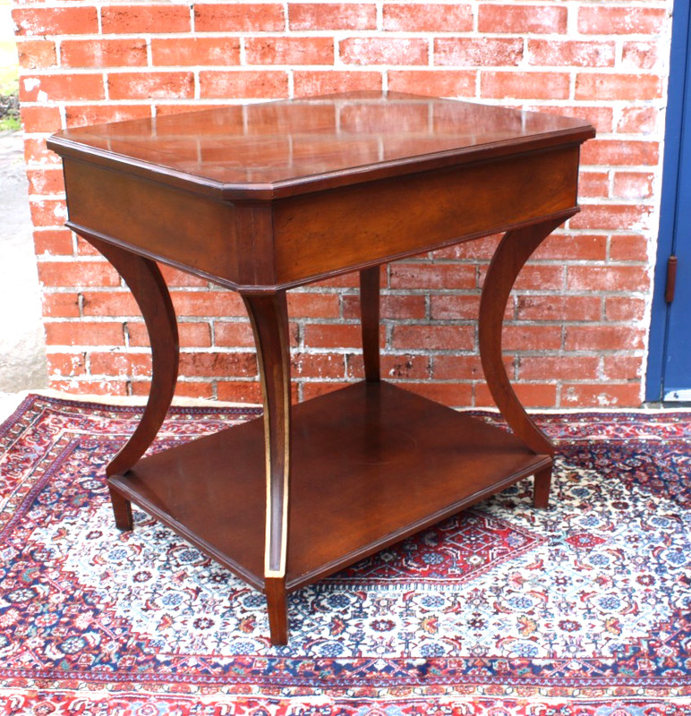 American Baker Walnut Side Table / Small Writing Desk With Drawer gallery