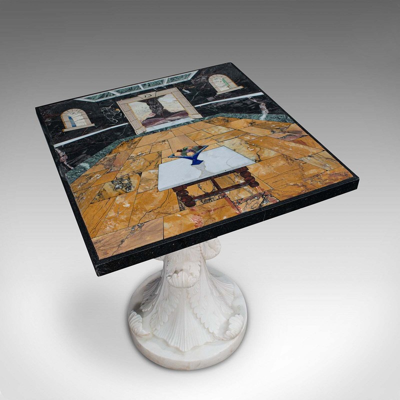 ‘Cornucopia’ Vintage Decorative Marble Table, English, Handmade, Pietra Dura