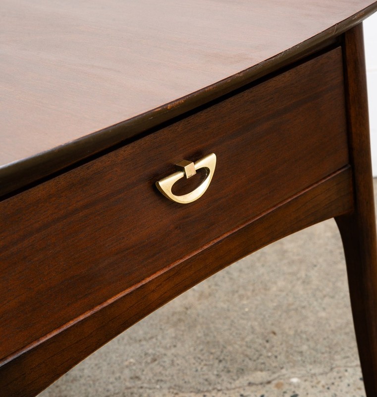 Mid Century Modern Nightstand End Side Table Kroehler Walnut Drawer Brass Single gallery