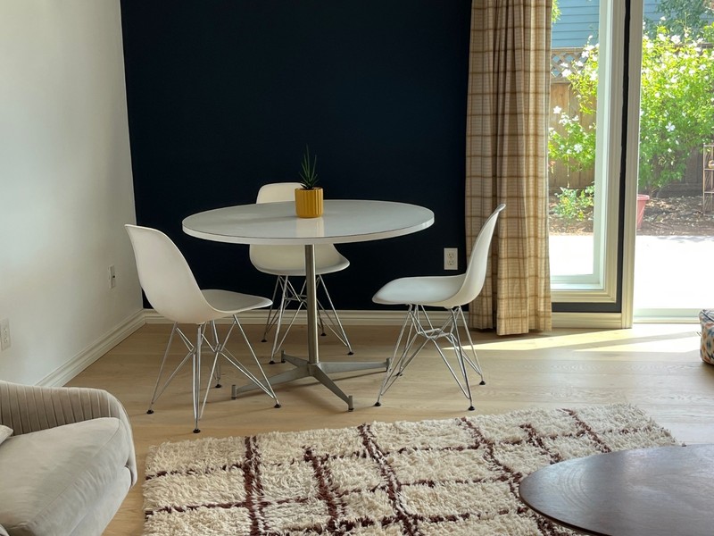 Vintage Mid-Century table from the 1960s. Round, accommodates 2-3 people