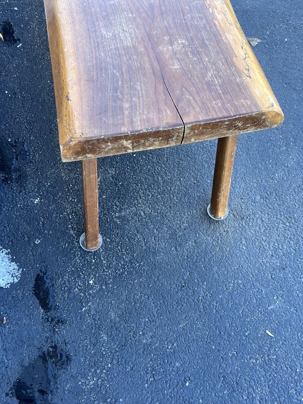 Rustic Coffee Table With Peg Legs Mid Century Modern Solid Wood 57” Long Narrow gallery