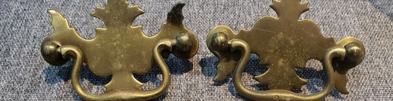 Antique set of 2 Chippendale Brass Batwing Pull/Hardware/Knob Ethan Allen