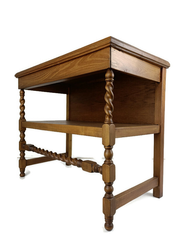 Large Barley Twist Console Wall Table hand Carved Wood Barn Farmhouse