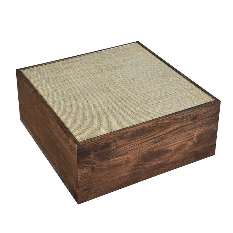 Truett Square Wood Rattan Coffee Table gallery