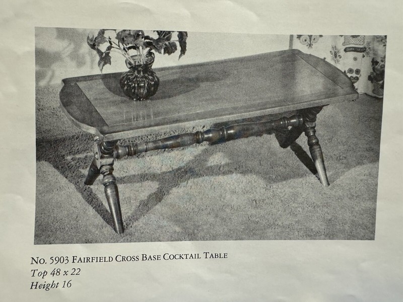 Vintage Cushman Colonial Fairfield Cross Base Cocktail Table gallery