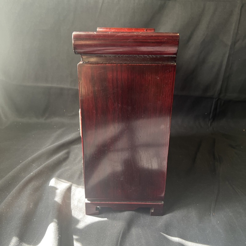Vintage Oriental Asian Hand Painted Table Cabinet Cherry Wood W/ Mother Pearl gallery