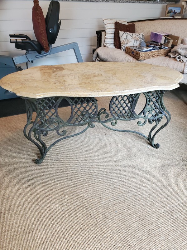 marble coffee table vintage, french style wrongth iron gallery