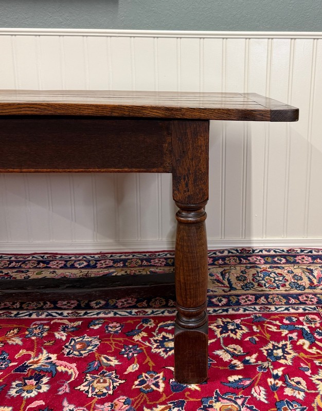 Antique English Country Farm Dining Breakfast Table Farmhouse 75" Wide Oak 19thC gallery