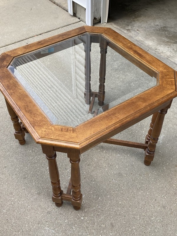 Tell City Chair Company Solid Hard Rock Maple Glass Top End Table
