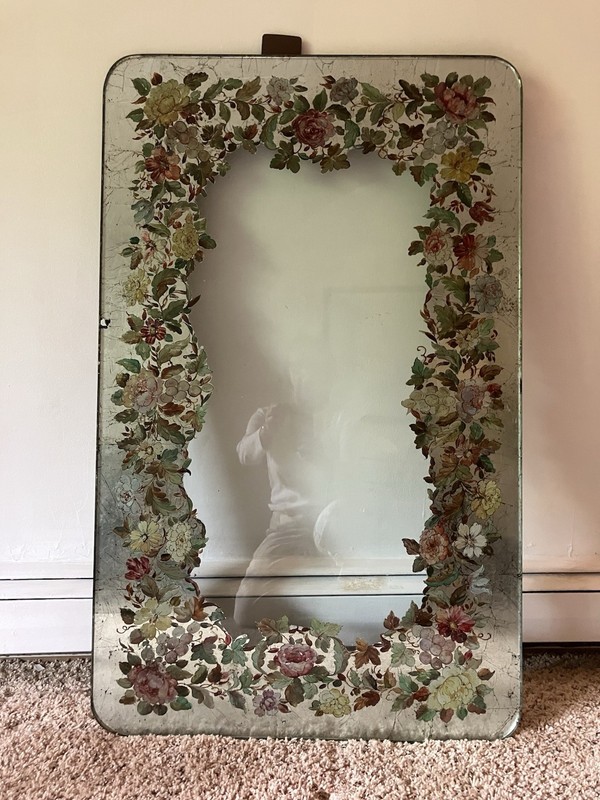 Antique Hand-Carved French Low Table Reverse-Painted Glass Top Pick-Up Only gallery