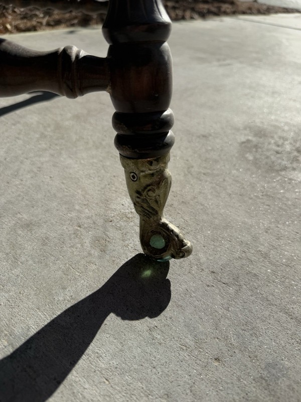 Antique Parlor Table- With Green Glass Ball Claw Feet gallery