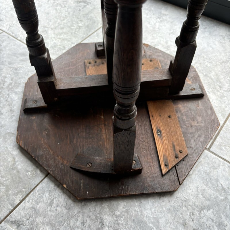 Oak Carved Hexagon Side Table Antique Ornate Foldable Plant Stand gallery