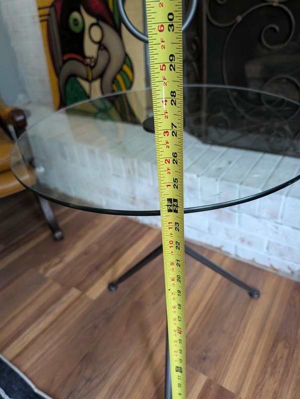 Gueridon Table Mid Century Modern Design Glass & Metal Tripod Base gallery