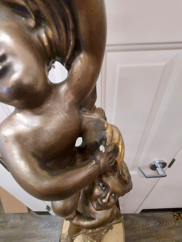 Sale Half Of Price ANTIQUE ITALIAN GOLD GILT PUTTI PEDESTAL TABLE STAND gallery