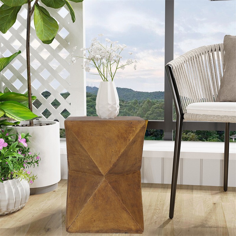 Outdoor Lightweight Concrete Side Table Elegant Geometric Accent Table Handmade gallery