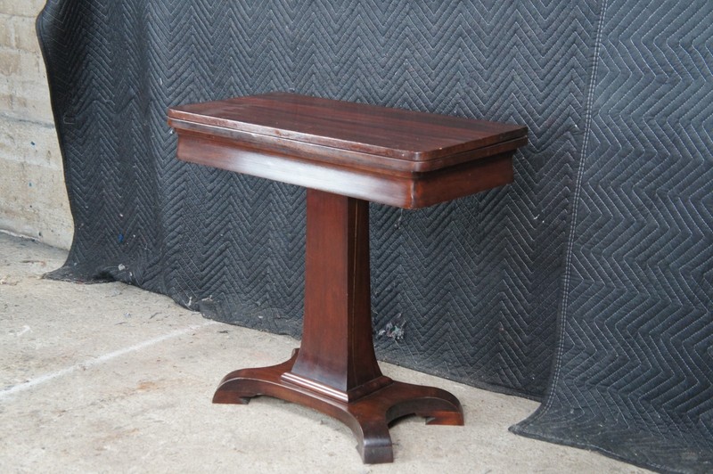 Antique American Empire Mahogany Flip Top Game Card Console Parlor Tea Table gallery