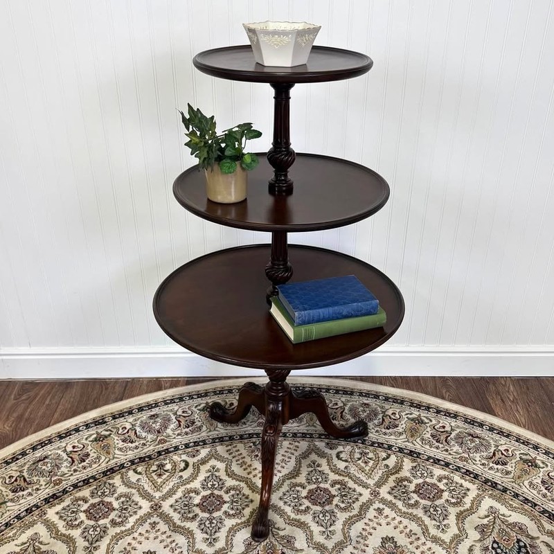 Antique 3-Tier Rotating Pedestal Table — Hathaway’s New York