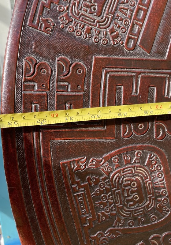 1960s Embossed Leather and Wood Coffee Table by Angel Pazmino gallery