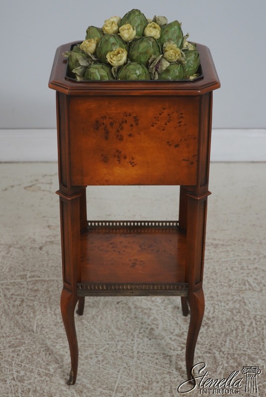 L72649: THEODORE ALEXANDER Burl Mahogany 2 Tier Plant Stand gallery